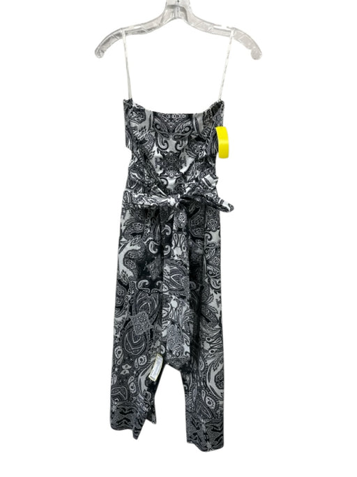 Cara Cara Size 2 White & Black Cotton Blend Paisley Strapless Jumpsuit White & Black / 2