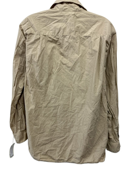 Nili Lotan Size S Khaki Beige Cotton Long Sleeve Button Up Collared Shirt Top Khaki Beige / S