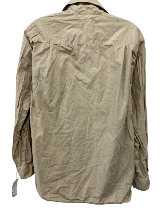 Nili Lotan Size S Khaki Beige Cotton Long Sleeve Button Up Collared Shirt Top Khaki Beige / S