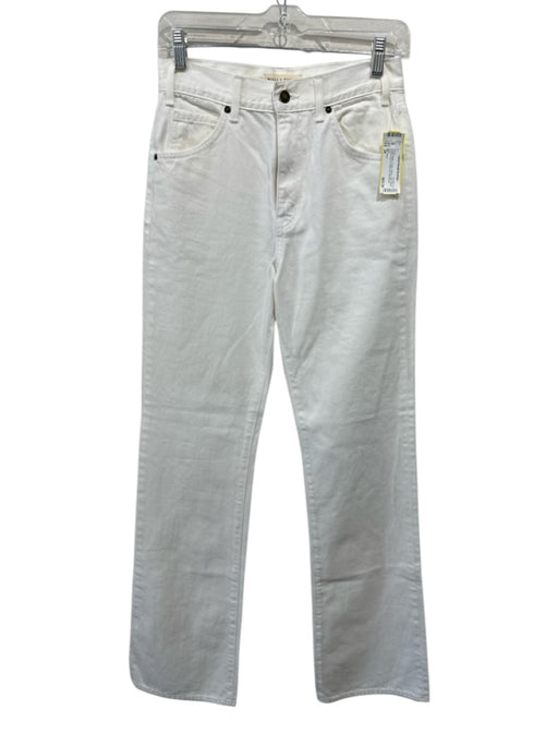 Nili Lotan Size 26 Cream White Cotton Denim High Waist Button & Zip Fly Jeans Cream White / 26