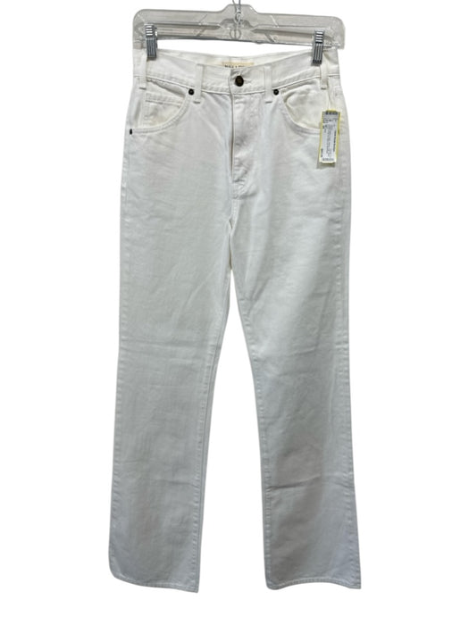 Nili Lotan Size 26 Cream White Cotton Denim High Waist Button & Zip Fly Jeans Cream White / 26