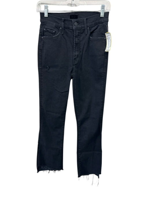 Mother Size 26 Black Cotton Blend Denim Raw Hem Button & Zip Fly Jeans Black / 26