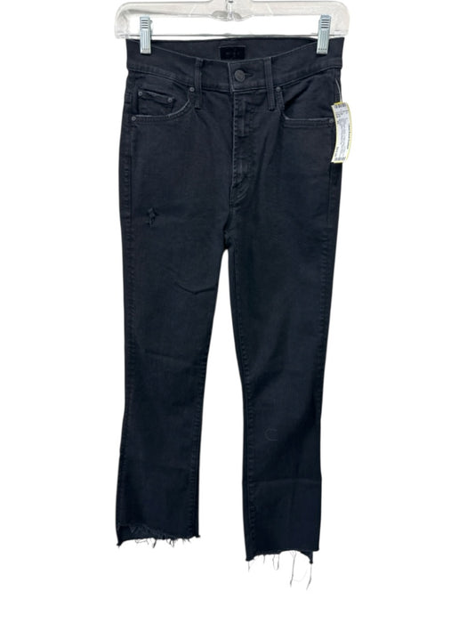 Mother Size 26 Black Cotton Blend Denim Raw Hem Button & Zip Fly Jeans Black / 26