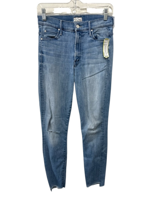 Mother Size 26 Medium light wash Cotton Blend Denim Raw Hem Slim Jeans Medium light wash / 26