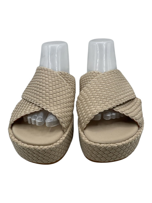 Naghedi Shoe Size 39.5 Beige Neoprene Woven Criss Cross Platform Slide Sandals Beige / 39.5