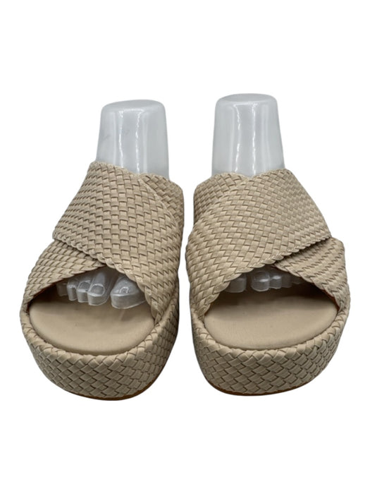 Naghedi Shoe Size 39.5 Beige Neoprene Woven Criss Cross Platform Slide Sandals Beige / 39.5