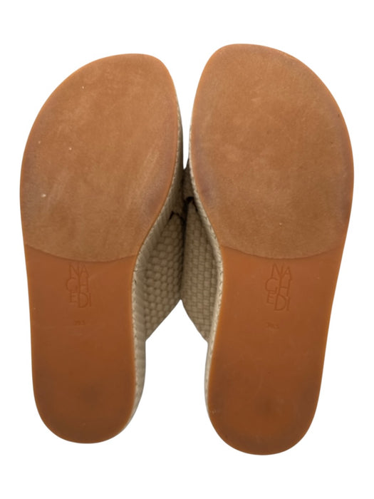 Naghedi Shoe Size 39.5 Beige Neoprene Woven Criss Cross Platform Slide Sandals Beige / 39.5