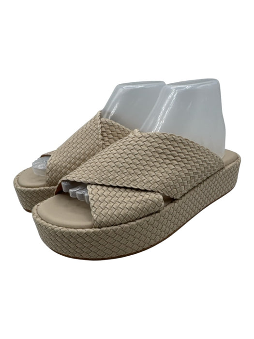 Naghedi Shoe Size 39.5 Beige Neoprene Woven Criss Cross Platform Slide Sandals Beige / 39.5