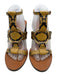 Chloe Shoe Size 39 Mustard Yellow & Black Leather Upper Gold Tone Buckle Sandals Mustard Yellow & Black / 39