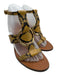 Chloe Shoe Size 39 Mustard Yellow & Black Leather Upper Gold Tone Buckle Sandals Mustard Yellow & Black / 39