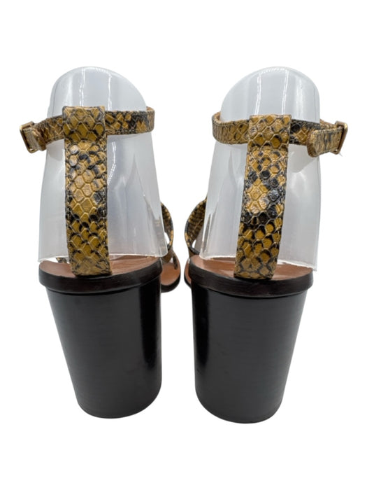 Chloe Shoe Size 39 Mustard Yellow & Black Leather Upper Gold Tone Buckle Sandals Mustard Yellow & Black / 39