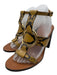 Chloe Shoe Size 39 Mustard Yellow & Black Leather Upper Gold Tone Buckle Sandals Mustard Yellow & Black / 39