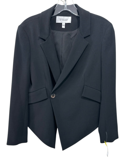 Derek Lam 10 Crosby Size 2 Black Triacetate Blend One Button Cropped Back Jacket Black / 2