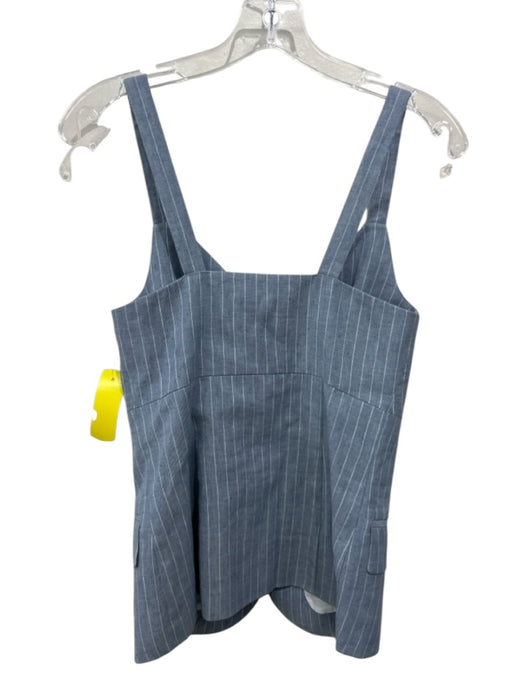 Vanessa Bruno Size 34 Blue & White Linen & Cotton Pinstripe Sleeveless Top Blue & White / 34