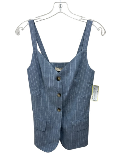 Vanessa Bruno Size 34 Blue & White Linen & Cotton Pinstripe Sleeveless Top Blue & White / 34