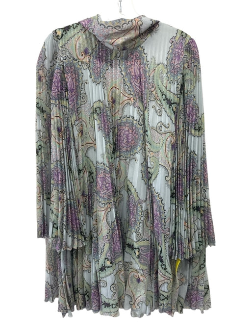 Etro Size 40 Mint Green & Multi Polyester Paisley Accordion Pleat Dress Mint Green & Multi / 40