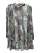 Etro Size 40 Mint Green & Multi Polyester Paisley Accordion Pleat Dress Mint Green & Multi / 40