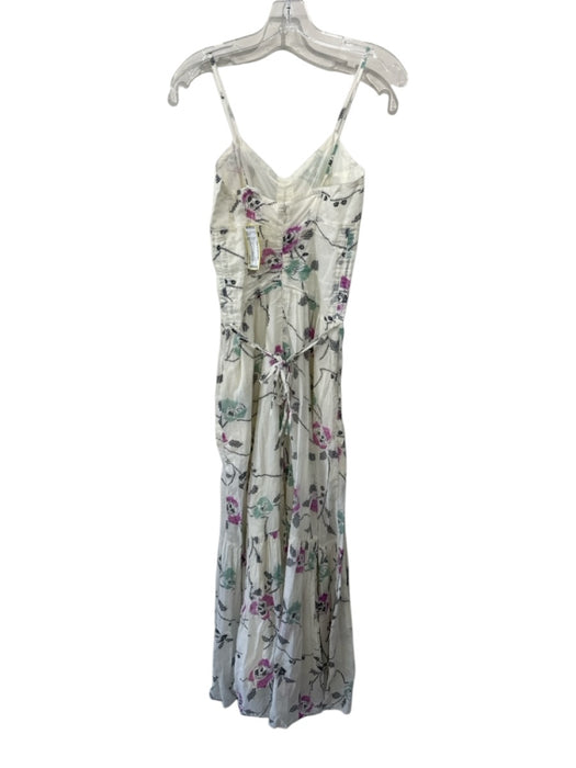 Marant Etoile Size 36 Cream White, Green & Purple Cotton Abstract Print Dress Cream White, Green & Purple / 36