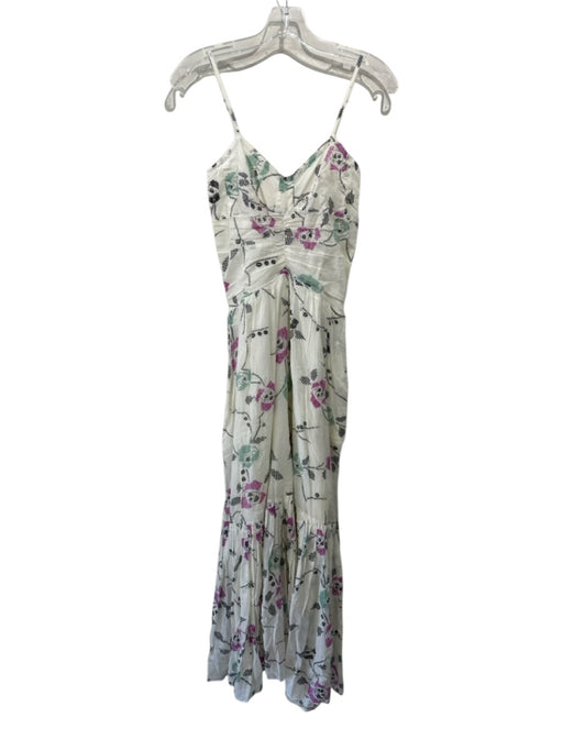 Marant Etoile Size 36 Cream White, Green & Purple Cotton Abstract Print Dress Cream White, Green & Purple / 36