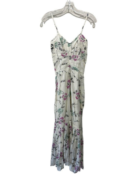 Marant Etoile Size 36 Cream White, Green & Purple Cotton Abstract Print Dress Cream White, Green & Purple / 36