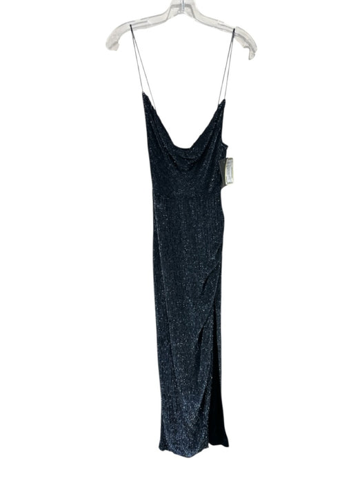 Retrofete Size XS Dark Blue Viscose Sequined Spaghetti Strap Front Slit Gown Dark Blue / XS