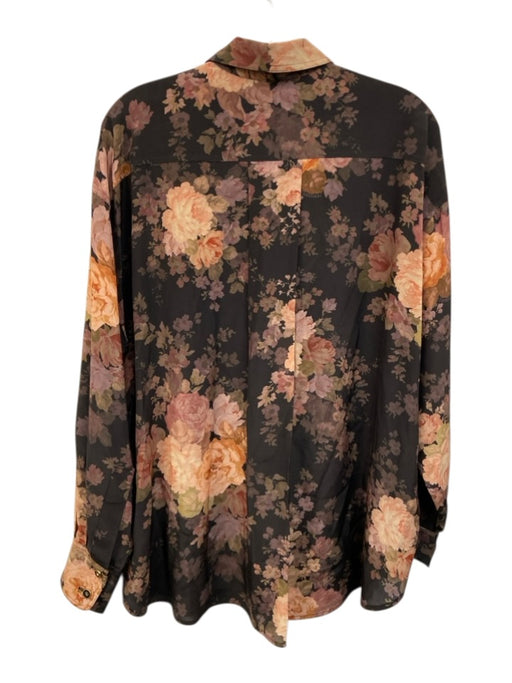 Zimmermann Size 1 / S Black, Pink, Purple Silk pleat back Floral Long Sleeve Top Black, Pink, Purple / 1 / S