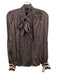 ME+EM Size 2 Black, Purple, White Viscose Blend Tie Neck Geometric Top Black, Purple, White / 2
