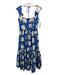 Cara Cara Size 2 Blue, Yellow, Green Cotton Floral Square Neck Midi Dress Blue, Yellow, Green / 2