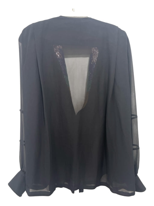 Victoria Beckham Size Small Black, Green, Blue Silk Semi-Sheer Beaded Bib Top Black, Green, Blue / Small