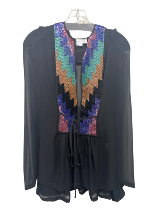 Victoria Beckham Size Small Black, Green, Blue Silk Semi-Sheer Beaded Bib Top Black, Green, Blue / Small