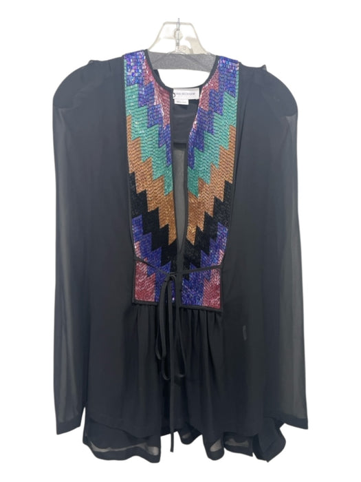 Victoria Beckham Size Small Black, Green, Blue Silk Semi-Sheer Beaded Bib Top Black, Green, Blue / Small