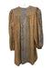 Ulla Johnson Size P Orange, Brown, Blue Cotton & Viscose Leopard V Neck Dress Orange, Brown, Blue / P