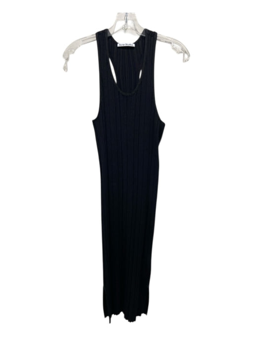 Acne Studios Size S Black Viscose Blend Ribbed Sleeveless Dress Black / S