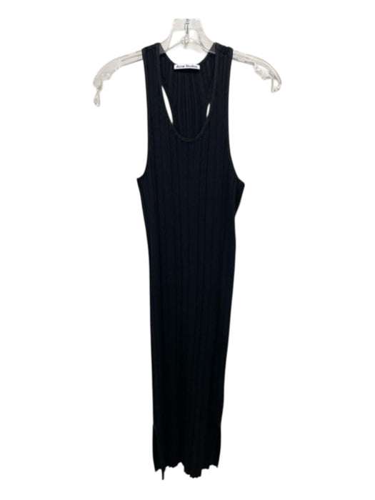 Acne Studios Size S Black Viscose Blend Ribbed Sleeveless Dress Black / S