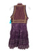 Etro Size 40 Purple, Burgundy, Multi Cotton & Silk Metallic Thread Tiered Dress Purple, Burgundy, Multi / 40