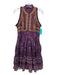 Etro Size 40 Purple, Burgundy, Multi Cotton & Silk Metallic Thread Tiered Dress Purple, Burgundy, Multi / 40