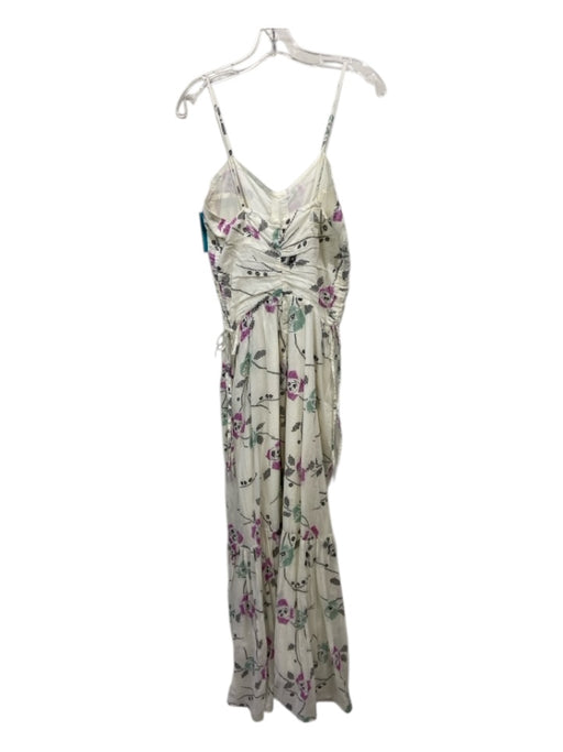 Marant Etoile Size 38 Off White, Purple, Multi Cotton Abstract Floral Dress Off White, Purple, Multi / 38