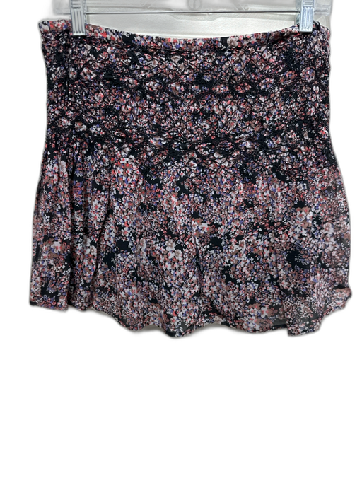 Ulla Johnson Size 8 Black, Orange, Purple Silk Smocked Floral Mini Skirt Black, Orange, Purple / 8