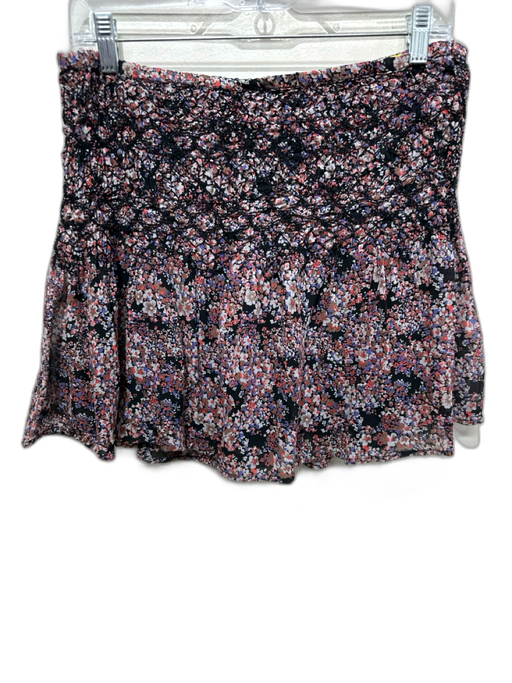 Ulla Johnson Size 8 Black, Orange, Purple Silk Smocked Floral Mini Skirt Black, Orange, Purple / 8