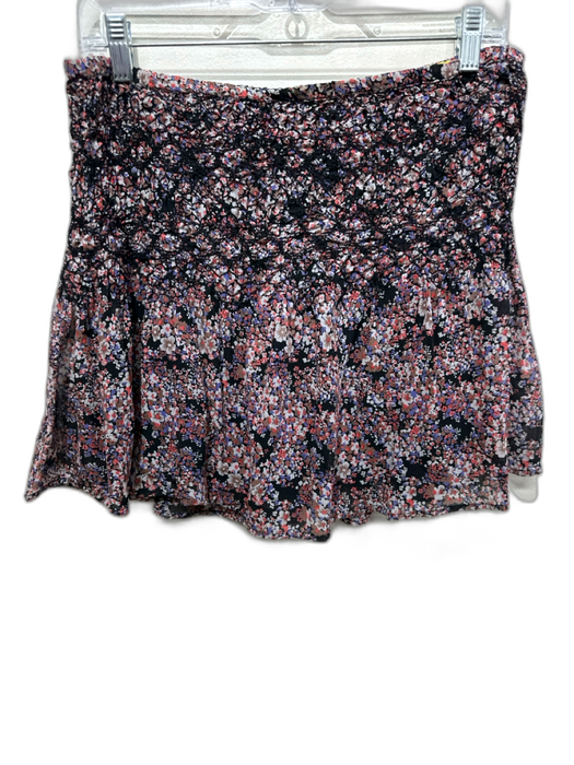 Ulla Johnson Size 8 Black, Orange, Purple Silk Smocked Floral Mini Skirt Black, Orange, Purple / 8