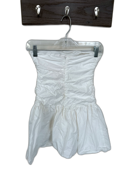 Showpo Size 4 White Cotton Strapless Rouched Bubbe Mini Dress White / 4