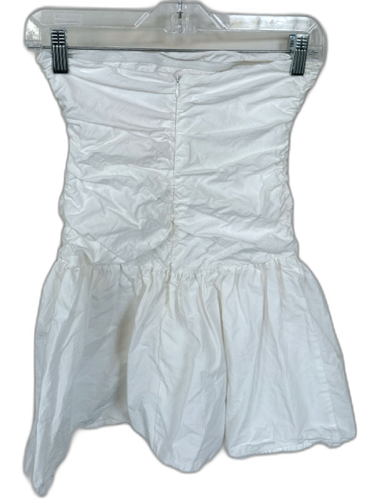 Showpo Size 4 White Cotton Strapless Rouched Bubbe Mini Dress White / 4