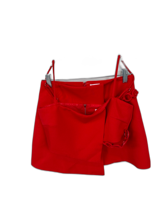 Size S Red Polyester Chain Detail Spaghetti Strap Skirt Set Red / S