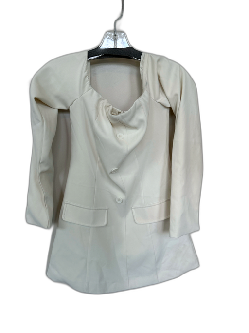 Peppermayo Size 4 Ivory Polyester Off Shoulder Long Sleeve Buttons Dress Ivory / 4