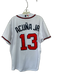 Nike Size L White, Red & Blue Polyester Braves Jersey Men's Shirt White, Red & Blue / L