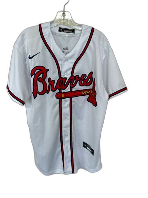 Nike Size L White, Red & Blue Polyester Braves Jersey Men's Shirt White, Red & Blue / L