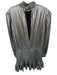 Retrofete Size M Silver Polyester Blend Long Bell Sleeve Metallic Smocked Dress Silver / M