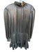 Retrofete Size M Silver Polyester Blend Long Bell Sleeve Metallic Smocked Dress Silver / M