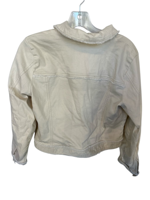Spartina Size M Cream Cotton Full Zip Raw Hem Cropped Jacket Cream / M