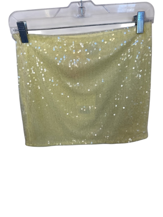 Peppermayo Size 4 Yellow Sequins Side Zip Mini Skirt Yellow / 4